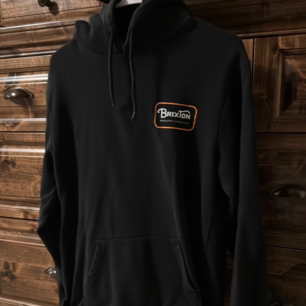 Brixton Black Hoodie with Orange Logo